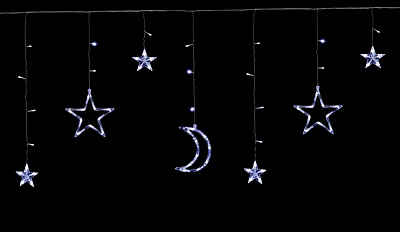 Електрогірлянда-штора Зірка-місяць світлодіодна (LED) 138 ламп 2,5 м (QC6001)