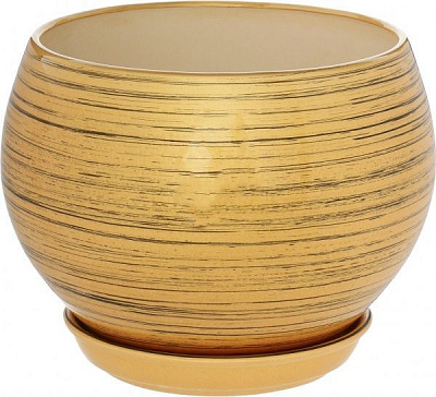 Горшок керамический Ориана-Запорожкерамика Шар глянец круглый 9л золотистый (037-0-140) 