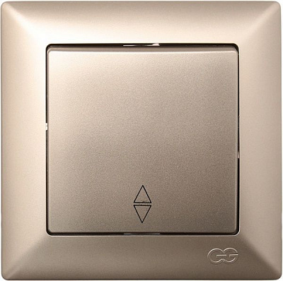 Вимикач прохідний одноклавішний Gunsan Visage без підсвітки 16 А 250В бежевий металік VS 28 25 107