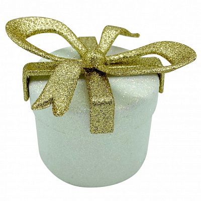 Ялинкова іграшка Коробочка 3Д круглая 6x6x4 см білий