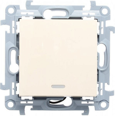 Вимикач одноклавішний Simon 10 з підсвіткою 10 А 250В кремовий CW1L.01/41