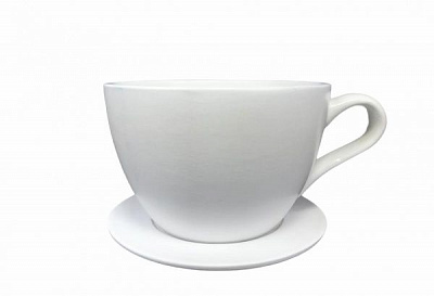 Горшок керамический Чашка с подставкой круглый 1 л белый 