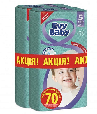 Подгузники Evy Baby Джуниор Джамбо 11-25 кг 48 шт. (1+1)