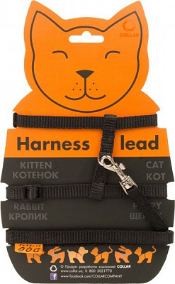 Шлея Dog Extreme из нейлона для котов с поводком 1x110 см черная 42851