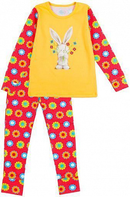 Пижама для девочек Фламинго р.140 желтый с красным 247-222 