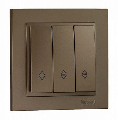 Вимикач прохідний триклавішний Mono Despina без підсвітки бронзовий 102-232302-108
