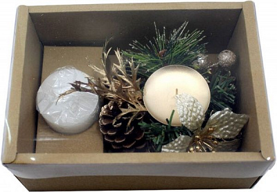 Декорация новогодняя Подсвечник с шишками хвоей 125 см со свечой 5 см EPI-W01-1292/38RKG 