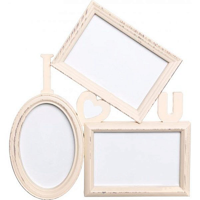 Фоторамка Колаж I love you 3 шт кремова