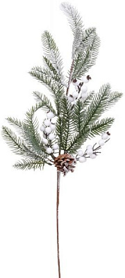 Декорация новогодняя Ветка заснеженная с ягодами и шишками 73 см EPI-EYZ-H171250 