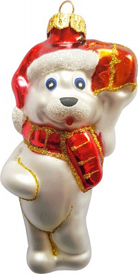 Підвіска Юріта Фігурка Собака з подарунком білий із червоним