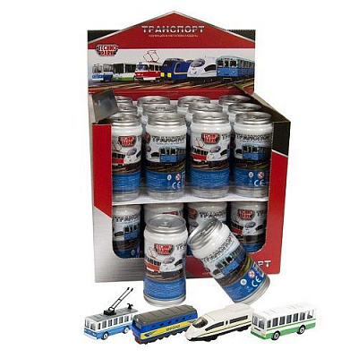 Мини-модель Технопарк 1:64 Городской транспорт_Машинка в банке (в ассортименте)