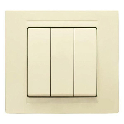 Вимикач триклавішний Gunsan Moderna без підсвітки 16 А 250В IP20 кремовий MD 29 12 160