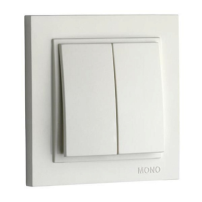 Вимикач двоклавішний Mono Electric Despina без підсвітки 10 А 250В білий 102-190025-102