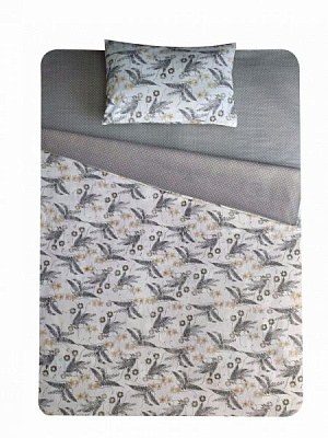 Комплект постельного белья Папоротник 1,5 белый с рисунком UP! (Underprice) 