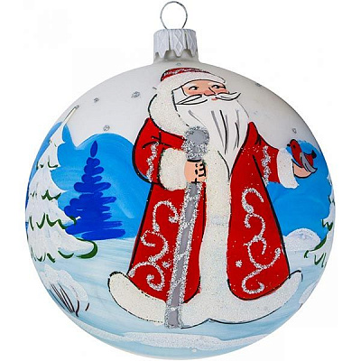 Куля скляна d100 5980 Дід Мороз срібний