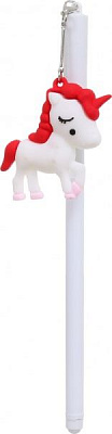 Ручка гелева Єдиноріг біло-червоний