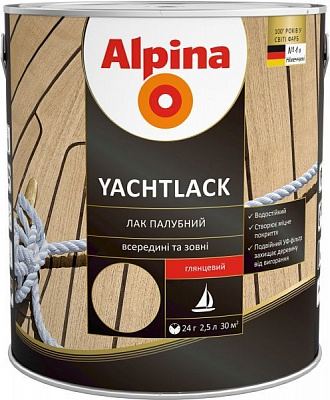 Лак Yachtlack Alpina глянець 2.5 л прозорий