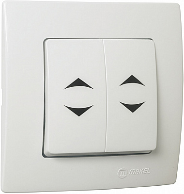 Выключатель проходной двухклавишный Makel Lillium Natural Kare без подсветки белый 32001026