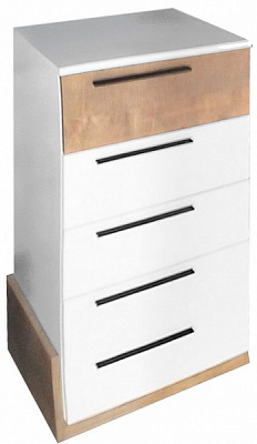 Комод Kartissa Тясмин ТМ-КМ-5ш б 586x427x1092 мм білий /білий/дуб гранж
