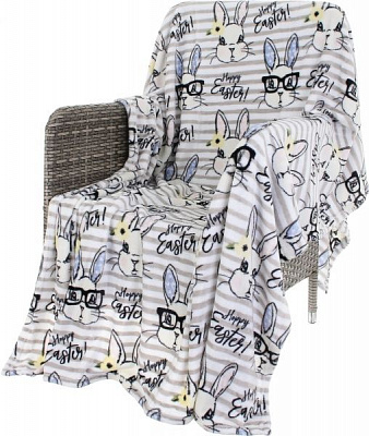 Плед Flannel Happy 160x200 см білий із сірим La Nuit