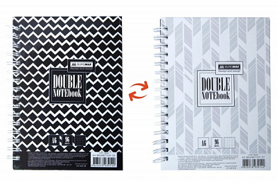 Книга для записей Double А6 96 лист. черный/серебристый Buromax