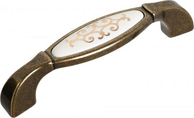 Меблева ручка D-307 G4/14M 128 мм антична бронза/білий DC 72602