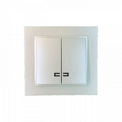 Вимикач двоклавішний Mono Despina з підсвіткою перлина 102-252525-103