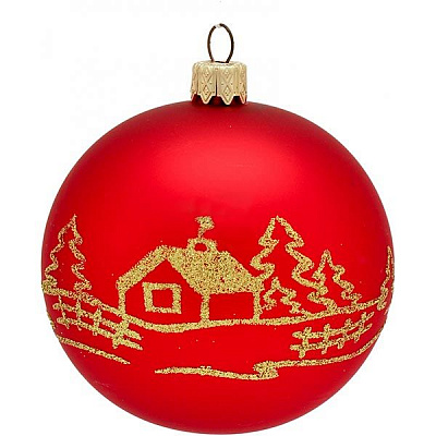 Шар стеклянный d80 3292Н золотой/красный