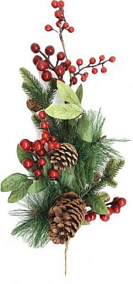 Декорація новорічна Гілка хвойний мікс з ягодами 71 см EPI-LFG40709