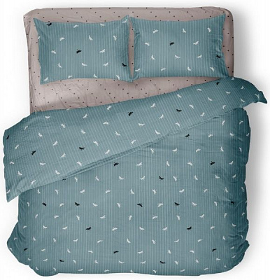 Комплект постільної білизни Magic Dragonfly 2 бірюзовий із сірим La Nuit
