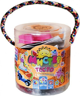 Набор теста для лепки Strateg Мистер тесто 12 цветов с блестками 71101