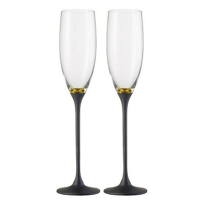 Набор бокалов для шампанского Exklusiv черно-золотой 180 мл 2 шт. Eisch 