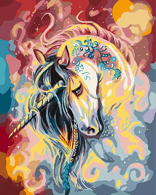 Картина по номерам Цветной единорог Идейка 