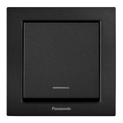 Выключатель пластик одноклавишный Panasonic Karre Plus 55 с подсветкой черный WDTC90022BL-UA1