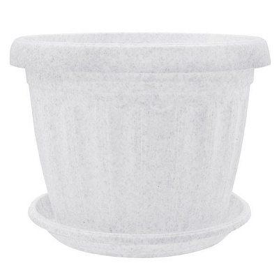 Горщик пластиковий Алеана Терра круглий 16л білий із сірим (112063)