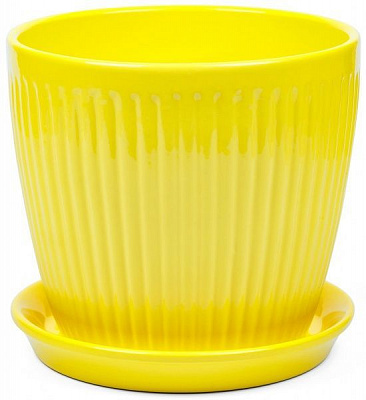 Горщик керамічний Вертикаль преміум круглий 0,5л жовтий