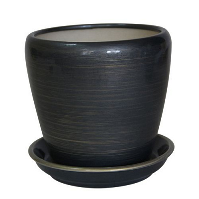 Горшок керамический Ориана-Запорожкерамика Грация №4 глянец фигурный графит/золото 