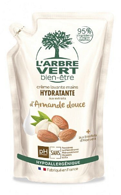 Крем-мыло L'Arbre Vert увлажняющее с натуральным экстрактом сладкого миндаля (запасной блок) 300 мл 1 шт./уп.