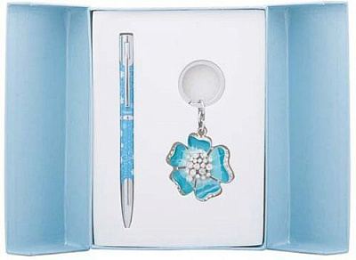 Набор LANGRES подарочный Bloom: ручка шариковая + брелок синий 