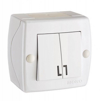 Вимикач двоклавішний Mono Octans без підсвітки 10 А 250В білий 104-010101-102