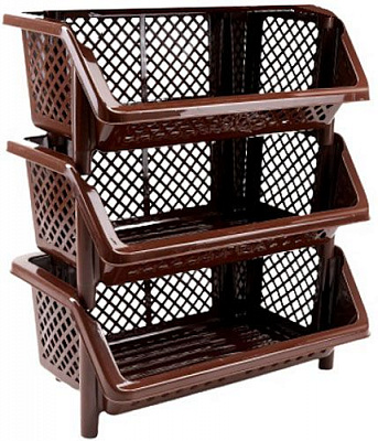 Этажерка универсальна 3-секционная 670х590х380 мм коричневый