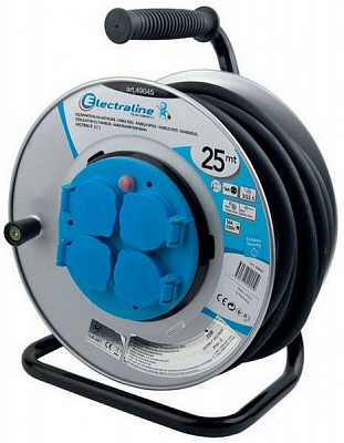 Удлинитель на катушке Electraline с заземлением 4 гн. черный 25 м 49042
