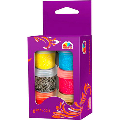 Гуаш фарби гуашеві 6 кольорів, 60 мл, з блискітками Гамма UA