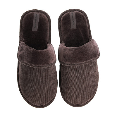 Тапки домашние Twins HS-OZ вельвет/велюр с выворотом р.42/43 коричневый