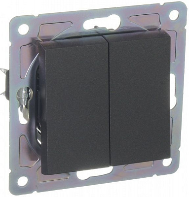 Механизм выключателя двухклавишный HausMark Alta без подсветки 10 А 220В черный SNG-SWP.SQ20MG2W1-BK