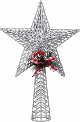 Верхушка для елки 37 см HFF20137S глянцевая серебро 