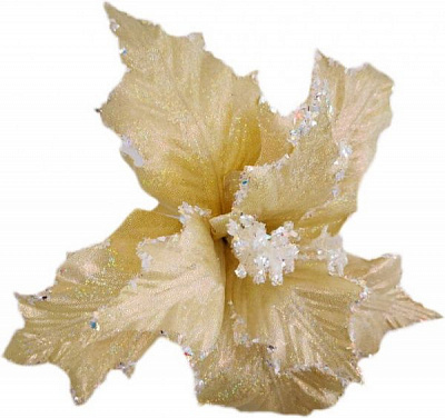 Декорація новорічна Пуансетія зірчаста 27 см жовта