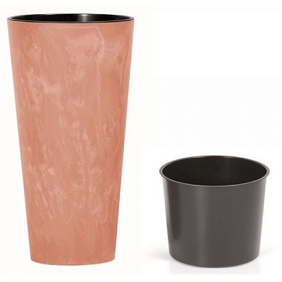 Горщик для квітів Prosperplast Tubus Slim Effect 400мм з вкладишем круглий 122л терра (66589-624)