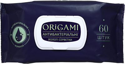 Влажные салфетки ORIGAMI антибактериальные (с клапаном) 60 шт.