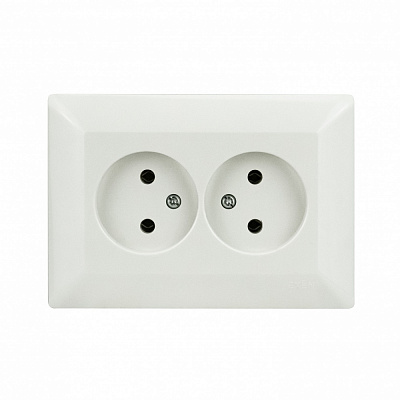 Розетка подвійна побутова без заземлення Exen ODAK IP20 білий 210-010103-244